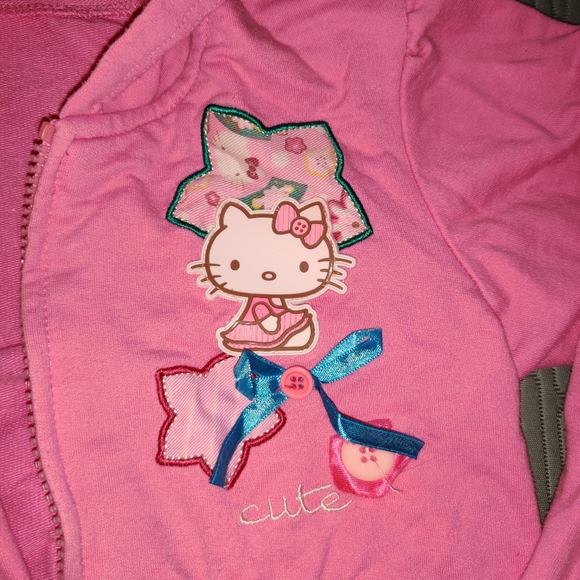 NWOT RARE Cute Hello Kitty Official Crop Charm Button Bow Ribbon Hoodie - Picture 4 of 8